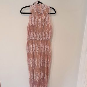 Pink Sheer Column Gown Size 4